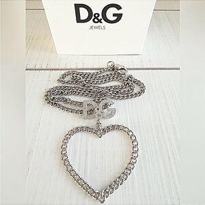 D&G Silver Heart Shaped Chain Necklace